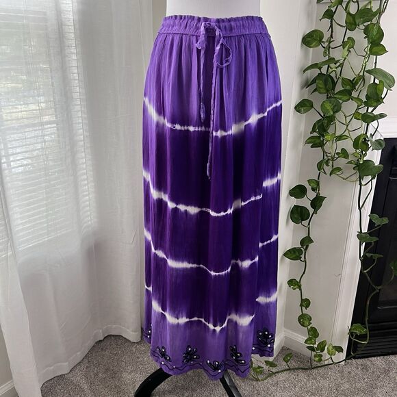 Ana & Kate Purple Tie Dye Gypsy Hippie Jojo Style Maxi Skirt - Size Medium - Picture 1 of 7